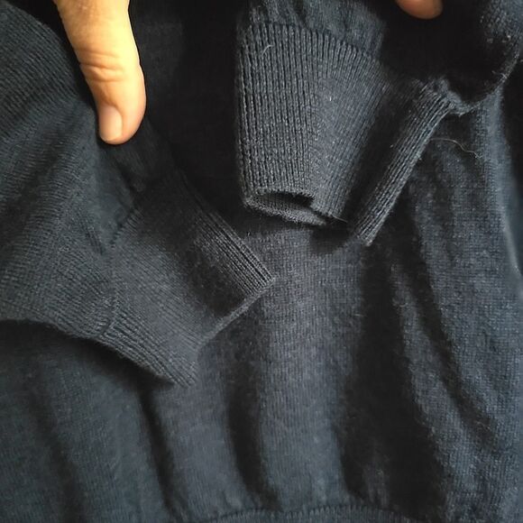 Turnbury Extra Fine Merino Wool Sweater Large Navy Blue Men's V-neck Read - Picture 5 of 8